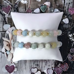 NWT Wool + Pepper Co. Morganite Gemstone w/ silver OR gold Bracelet